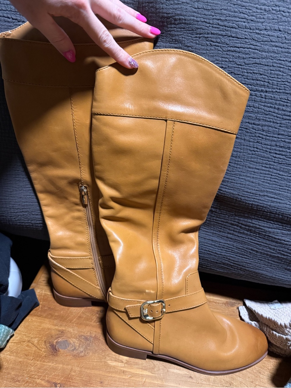 Vince Camuto Tan Over-the-Knee Leather Boots